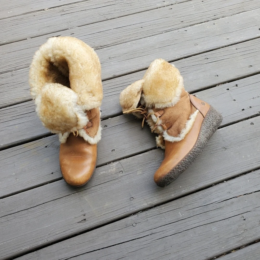 Born Nome Camel Honey Tan Suede Leather Shearling Rancher Eskimo Boho Boots 10‎